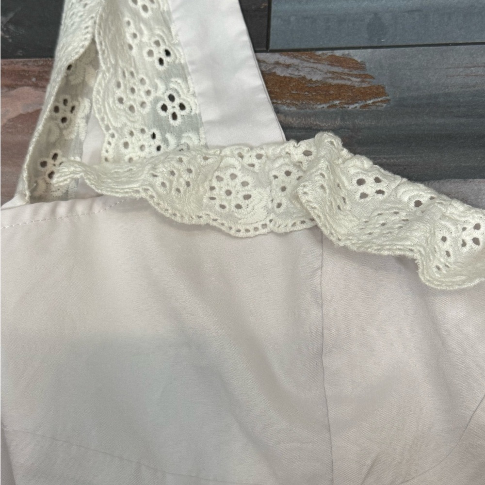 Eyelet Ruffle White Tank Top - Picture 12 of 12